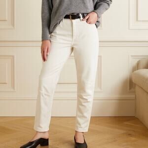 Nili Lotan Moto Jeans Size 2 Off White Cotton Military Ankle Zip Cropped Pants